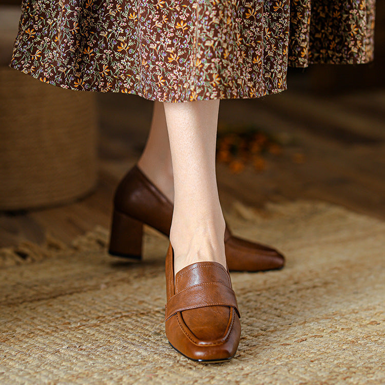 Nora Genuine Leather Heels