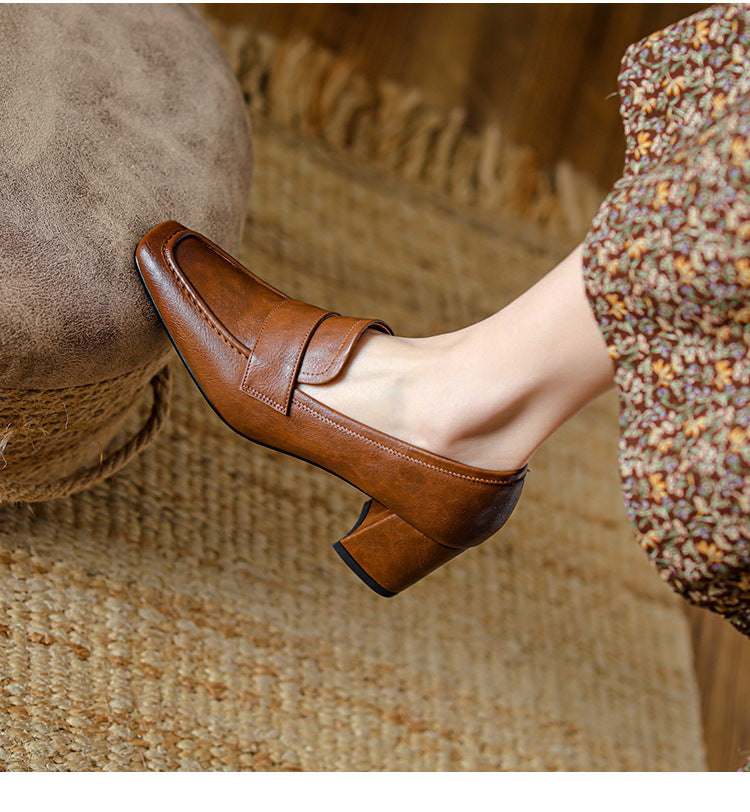 Nora Genuine Leather Heels